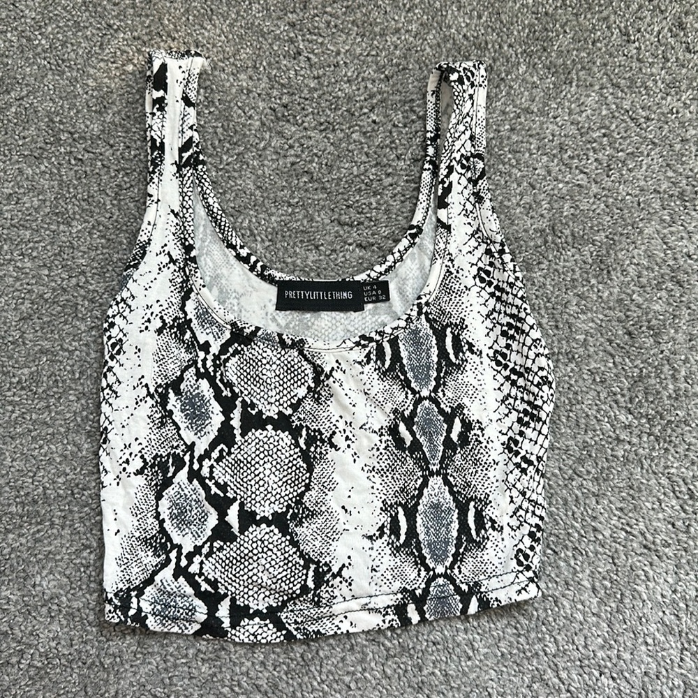 Snakeskin cropped tank top from Pretty Little Thing